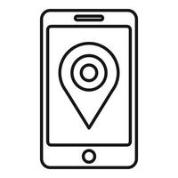 ícone de localização do telefone de caça, estilo de estrutura de tópicos vetor