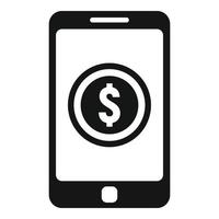 ícone de carteira digital de telefone em dólar, estilo simples vetor