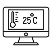 ícone de controle de temperatura em casa pc, estilo de estrutura de tópicos vetor