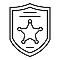 ícone de escudo da polícia investigador, estilo de estrutura de tópicos vetor
