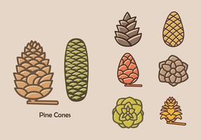 Colorido Pine Cones Ícone Vector