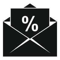 ícone de imposto de porcentagem de correio, estilo simples vetor