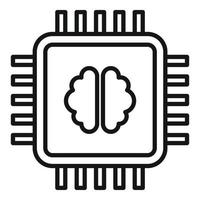ícone do processador ai do cérebro, estilo de estrutura de tópicos vetor