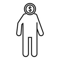 ícone do homem do dinheiro do corretor, estilo do contorno vetor