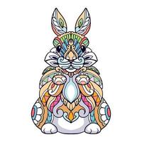 artes coloridas da mandala do coelho isoladas no fundo branco vetor