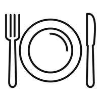 garfo colher ícone do prato, estilo de estrutura de tópicos vetor