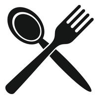 ícone de colher de garfo, estilo simples vetor
