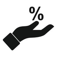 ícone de porcentagem de imposto de mão, estilo simples vetor