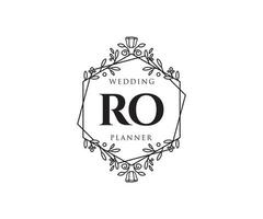 ro letras iniciais coleção de logotipos de monograma de casamento, modelos minimalistas e florais modernos desenhados à mão para cartões de convite, salve a data, identidade elegante para restaurante, boutique, café em vetor