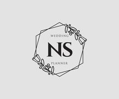 logotipo feminino ns inicial. utilizável para logotipos de natureza, salão, spa, cosméticos e beleza. elemento de modelo de design de logotipo de vetor plana.