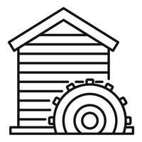 ícone do moinho de água de construção, estilo de estrutura de tópicos vetor