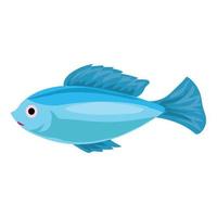 ícone de peixe azul tropical, estilo cartoon vetor