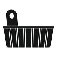 ícone de panela de madeira de sauna, estilo simples vetor