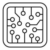 ícone do processador inteligente, estilo de estrutura de tópicos vetor