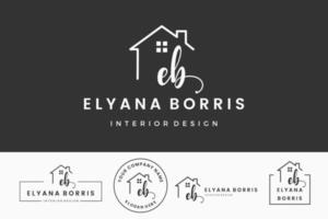 letra inicial eb e logo imobiliário. casa, casa, corretor de imóveis, propriedade, construção de coleção de design vetorial vetor