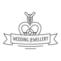 logotipo de joias de casamento, estilo de contorno vetor