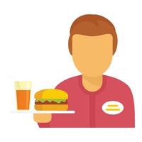 ícone de garçom de hambúrguer, estilo simples vetor