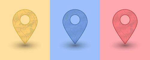 pino de mapa de localização de pino de ícone de rota, pacote de design de vetor de ícone de localização