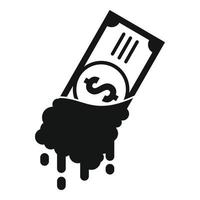 ícone de lavagem de dinheiro em dinheiro, estilo simples vetor