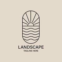 logotipo de arte de linha de paisagem, ícone e símbolo, design de ilustração vetorial vetor