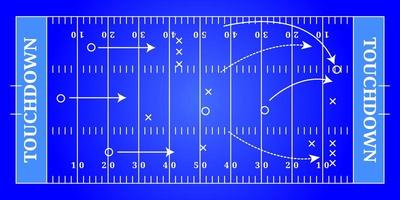 campo azul de futebol americano, vista superior tática vetor