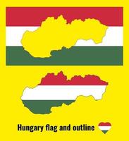 bandeira e contorno da Hungria. mapa da bandeira da Hungria. ilustração vetorial. vetor