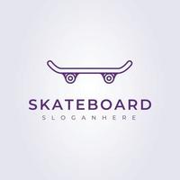 design de ilustração de logotipo de vetor de skate de linha mínima