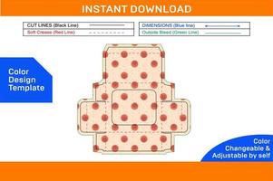 Caixa de exibição lateral 2D, tamplate dieline e modelo de design de cor de caixa 3D mutável e editável vetor