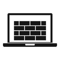 ícone do firewall do laptop, estilo simples vetor