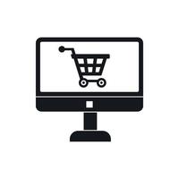 compre na loja online através do ícone do computador vetor