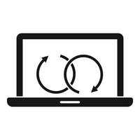 restaurar ícone de links de laptop, estilo simples vetor