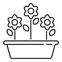 ícone de vaso de flores ao ar livre, estilo de estrutura de tópicos vetor