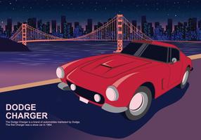 Car Charger Red rodeio em luzes Ilustração da Cidade
