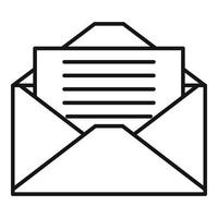 pr ícone de carta de correio, estilo de estrutura de tópicos vetor