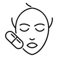 ícone de cuidado de rosto de cápsula, estilo de estrutura de tópicos vetor