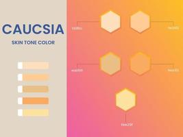 paleta de cores de tons de pele caucsia vetor