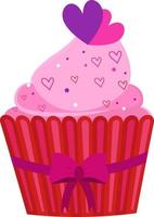 ícone de cupcake dos namorados com corações vetor