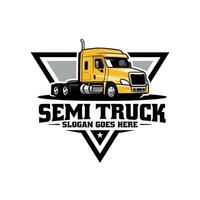 logotipo da empresa de caminhões. vetor de veículo com rodas semi caminhão 18