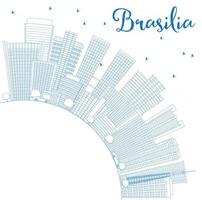 delineie o horizonte de Brasília com edifícios azuis e copie o espaço. vetor