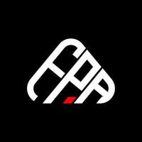 design criativo do logotipo da letra fpa com gráfico vetorial, logotipo simples e moderno fpa em forma de triângulo redondo. vetor