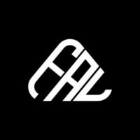 design criativo do logotipo da letra fal com gráfico vetorial, logotipo simples e moderno fal em forma de triângulo redondo. vetor