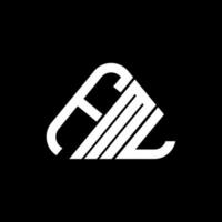 design criativo do logotipo da carta fml com gráfico vetorial, logotipo fml simples e moderno em forma de triângulo redondo. vetor