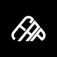 design criativo do logotipo da carta fap com gráfico vetorial, logotipo simples e moderno fap em forma de triângulo redondo. vetor