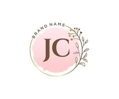 logotipo feminino jc inicial. utilizável para logotipos de natureza, salão, spa, cosméticos e beleza. elemento de modelo de design de logotipo de vetor plana.