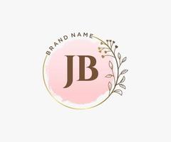 logotipo feminino jb inicial. utilizável para logotipos de natureza, salão, spa, cosméticos e beleza. elemento de modelo de design de logotipo de vetor plana.