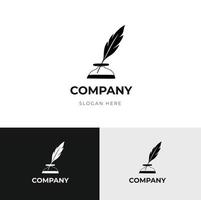 design de modelo de logotipo de caneta de pena gradiente