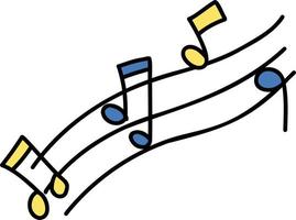 ilustração de notas musicais desenhadas à mão vetor
