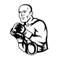 boxer ilustração vetorial preto e branco vetor