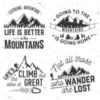 conjunto de citações tipográficas relacionadas a montanhas. vetor