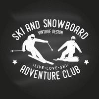 clube de esqui e snowboard. ilustração vetorial. vetor